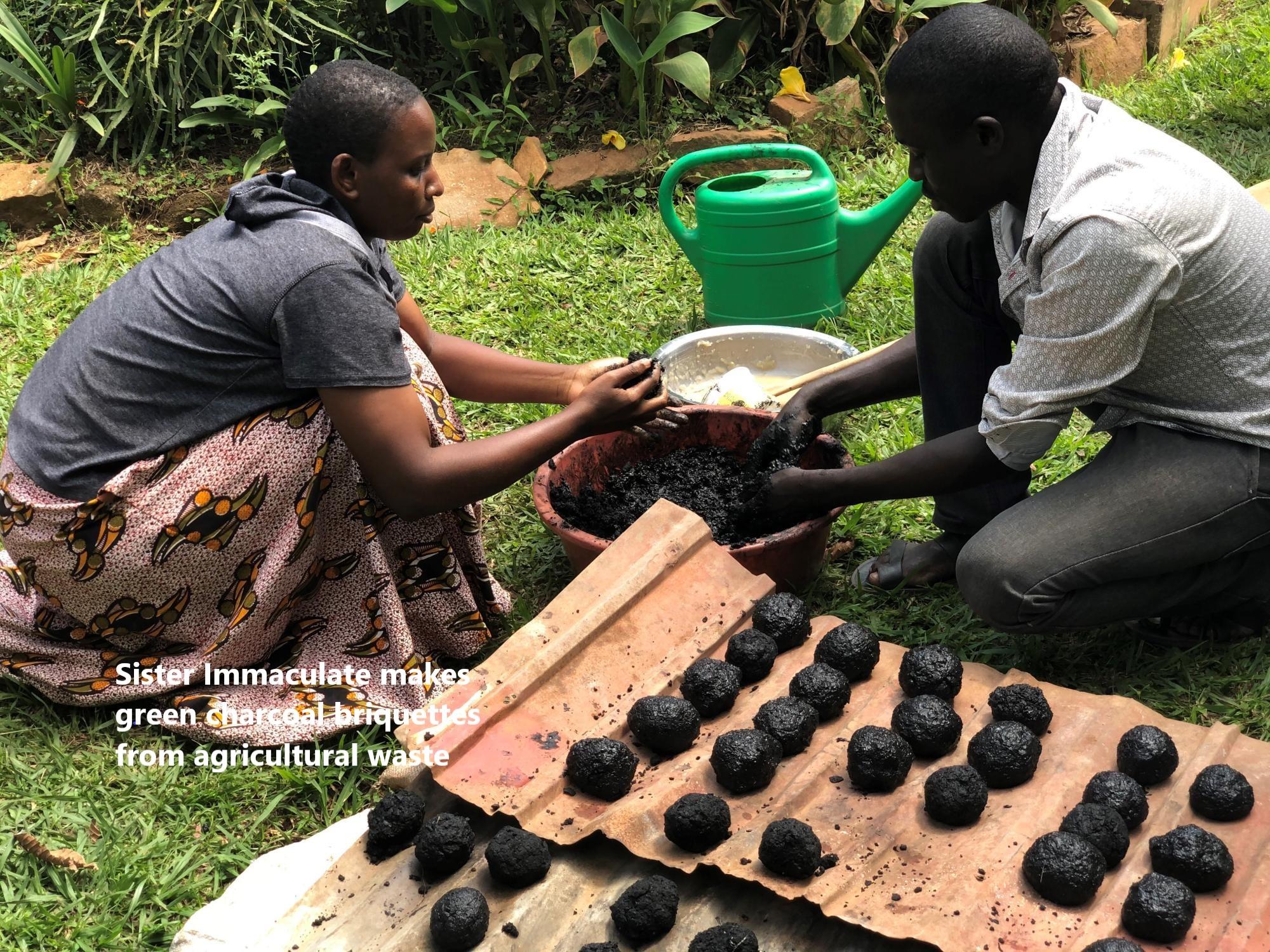 Sister Immaculate makes green charcoal briquettes from agricultural waste