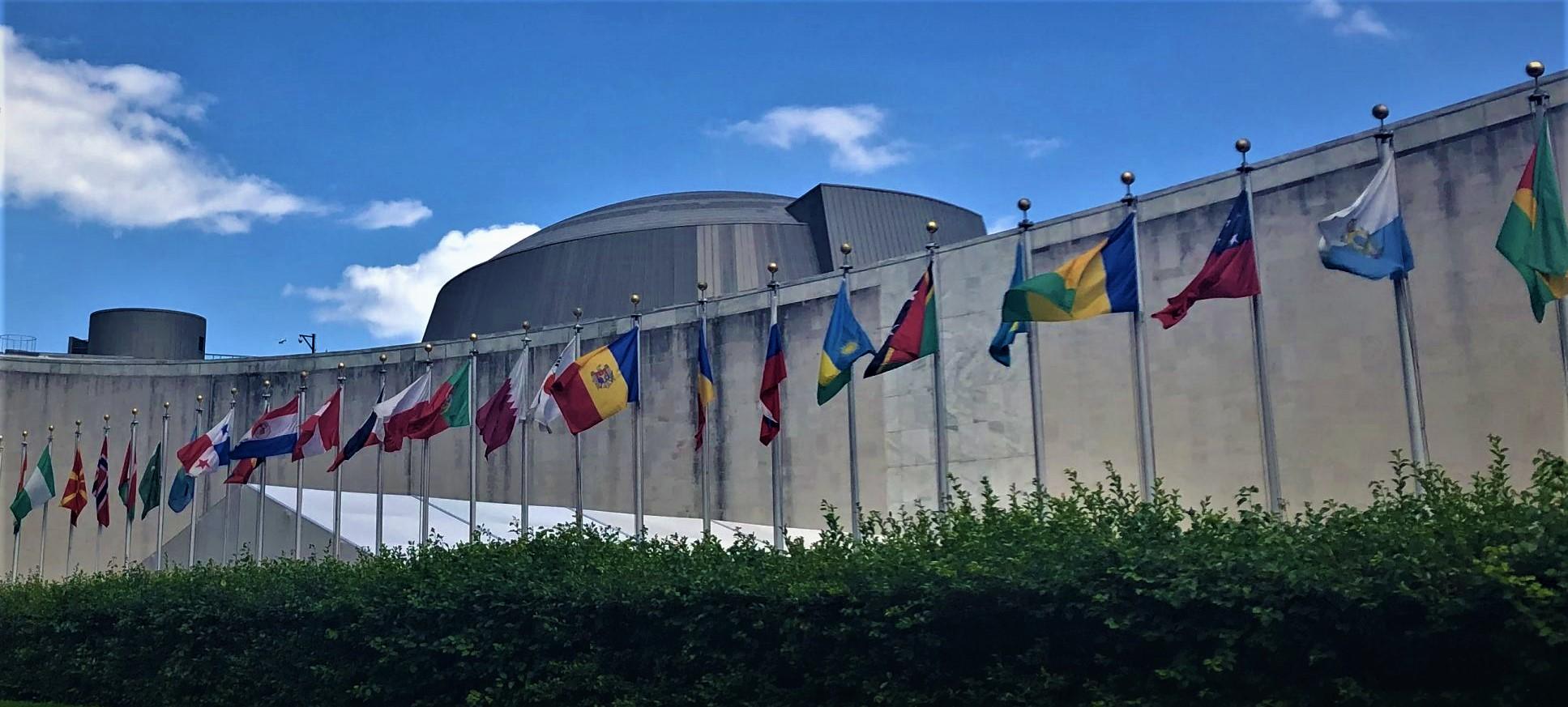 The flags outside the UN buildings