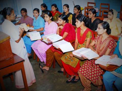 Sister Elizabeth trains nursing students