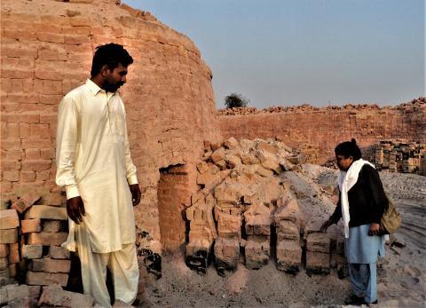 Sister Pauline visits a brick kiln worker in Faisalabad