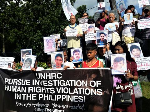 Families of the victims of the extra-judicial killings in the Philippines - UNHRC being the United Nations Human Rights Council.