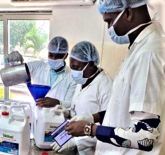 Sister Rita makes hand sanitiser at Techiman to prevent the spread of COVID-19