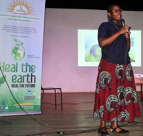 Sister Imma delivers a talk about Healing the Earth