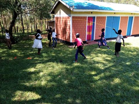 Children and young people living with HIV enjoy skipping