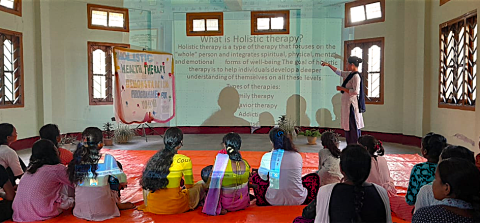 Teaching holistic therapy in Sundari Village