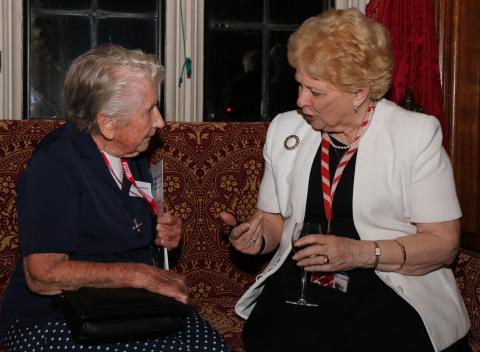 Sister Gill Horsfield enjoys talking Baroness O'Loan about Kenya