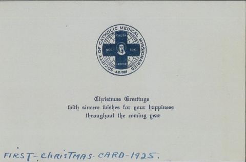First Christmas card sent by the Society