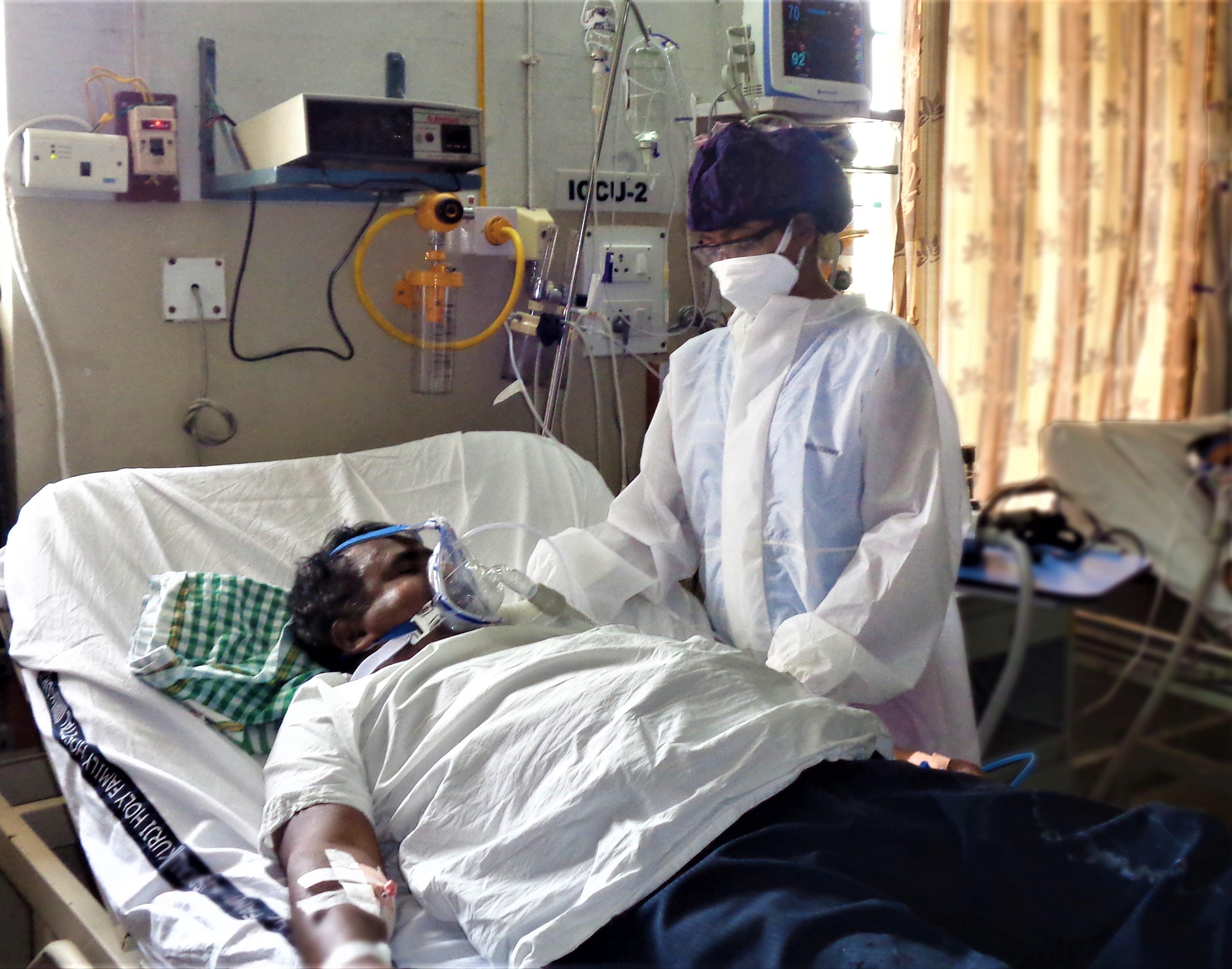 Delivering ICU care to a COVID-19 patient in India 