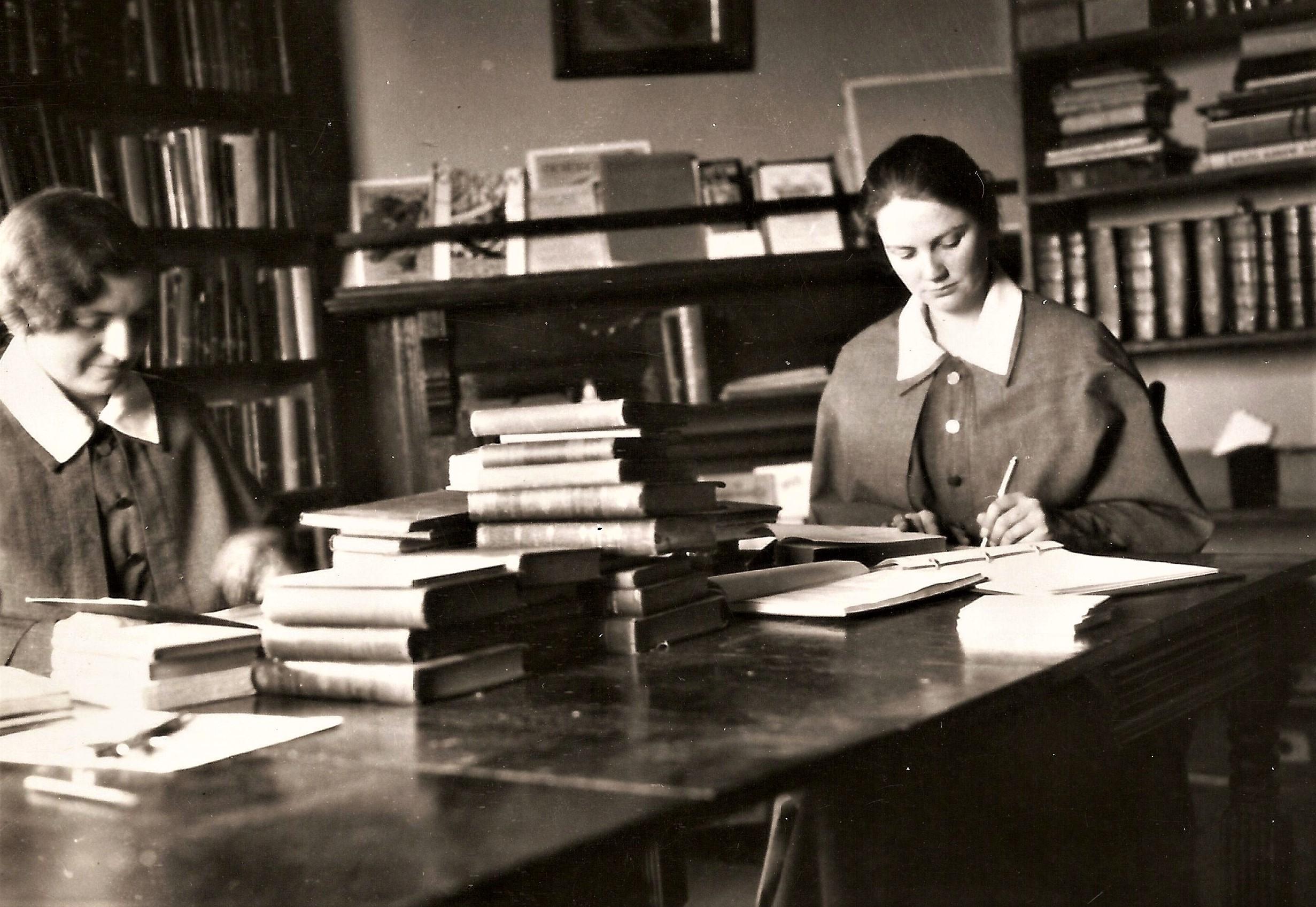 Studying in the mother house library, Philadelphia
